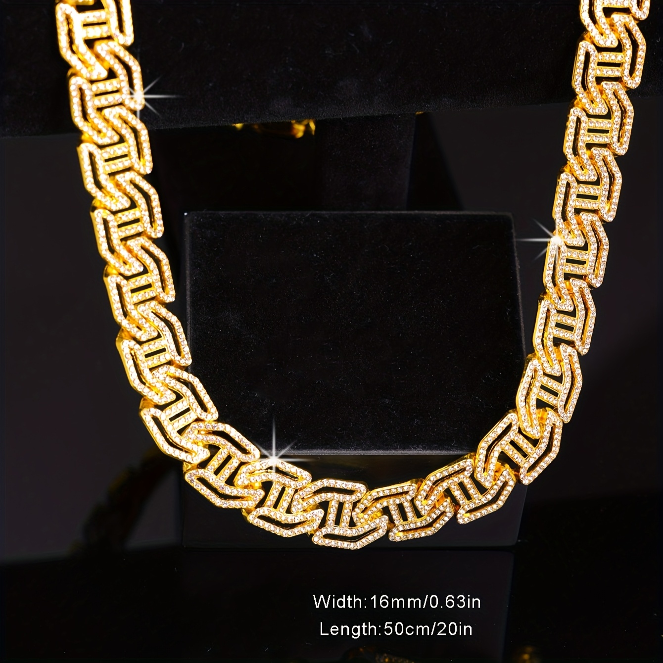 Men's Iced-Out Cuban Link Chain Necklace, Durable Zinc Alloy
